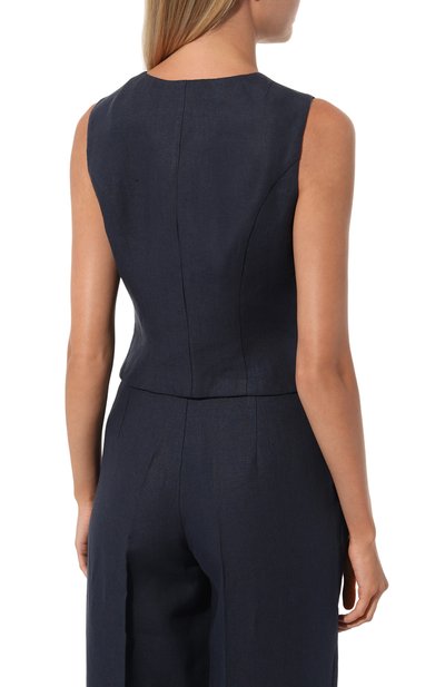 Льняной жилет NOBLE&BRULEE темно-синего цвета по цене 45000 руб., арт. NB42/060521/38, фото 4 Льняной жилет NOBLE&BRULEE, арт. NB42/060521/38, фото 4