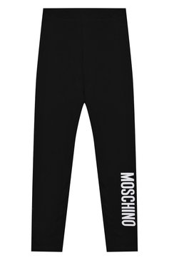 Детские хлопковые брюки MOSCHINO черного цвета, арт. HAP03U/LBA11/10A-14A | Фото 1 (Материал внешний: Хлопок; Девочки Кросс-КТ: Брюки-одежда; Региональные ограничения белый список (Axapta Mercury): RU; Случай: Повседневный; Нос: Не проставлено; Материал сплава: Проставлено; Ростовка одежда: 10 - 11 лет | 140 - 146см, 12 лет | 152 см, 13 - 15 лет | 158 см)