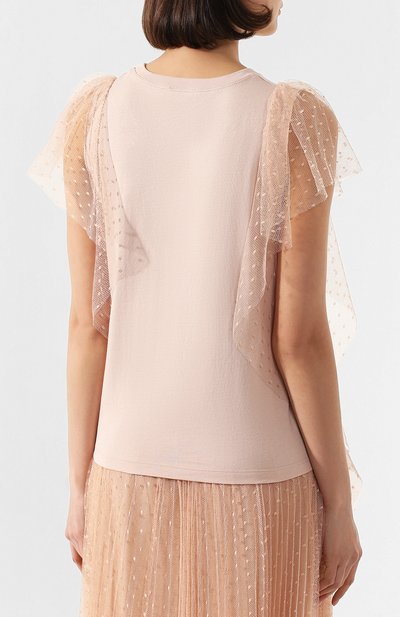 Хлопковая футболка REDVALENTINO розового цвета по цене 15350 руб., арт. TR3MG03Y/4UH, фото 4 Хлопковая футболка REDVALENTINO, арт. TR3MG03Y/4UH, фото 4