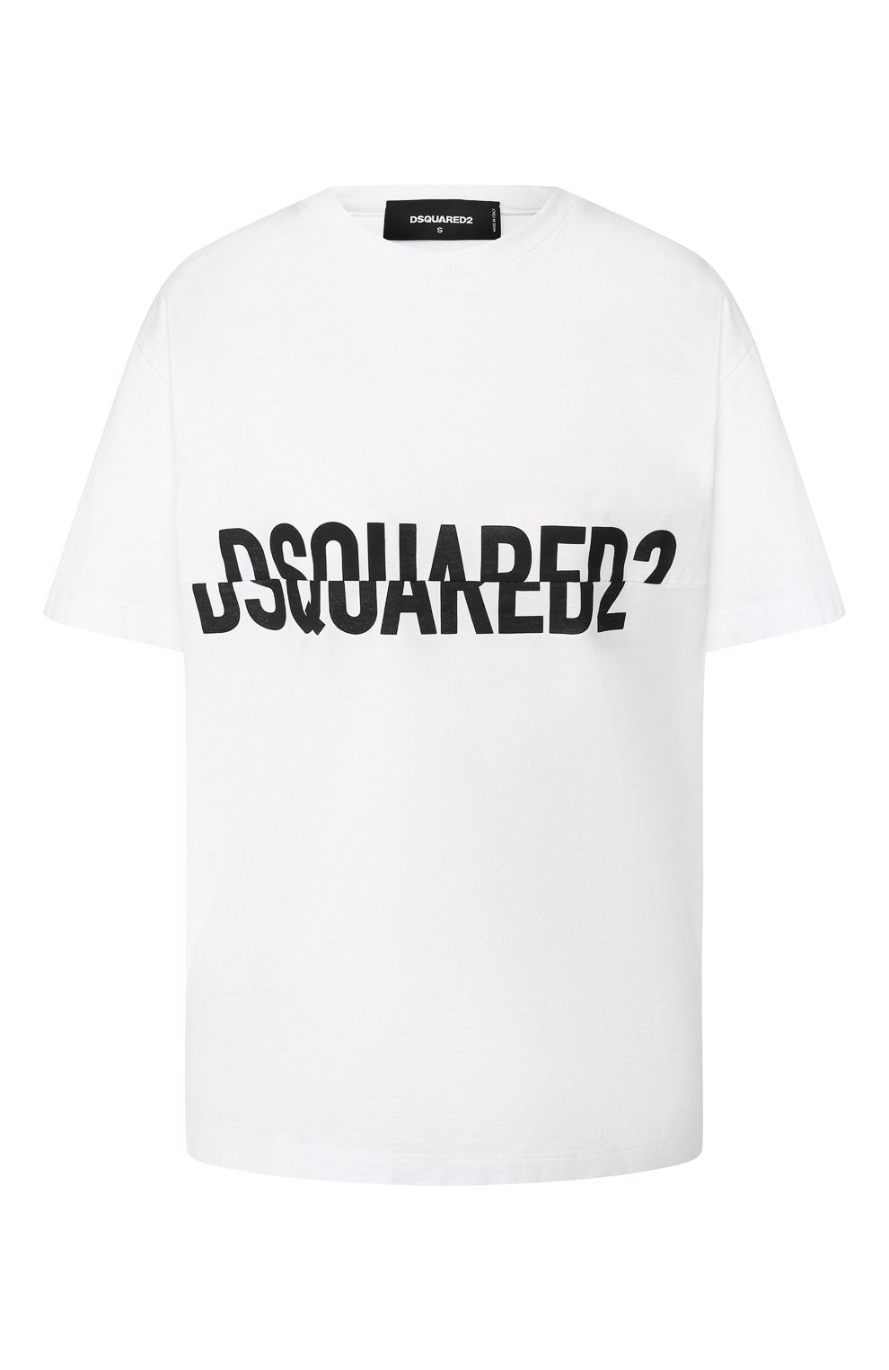 Хлопковая футболка DSQUARED2 белого цвета по цене 21050 руб., арт. S75GD0019/S23009, фото 1 Хлопковая футболка DSQUARED2, арт. S75GD0019/S23009, фото 1