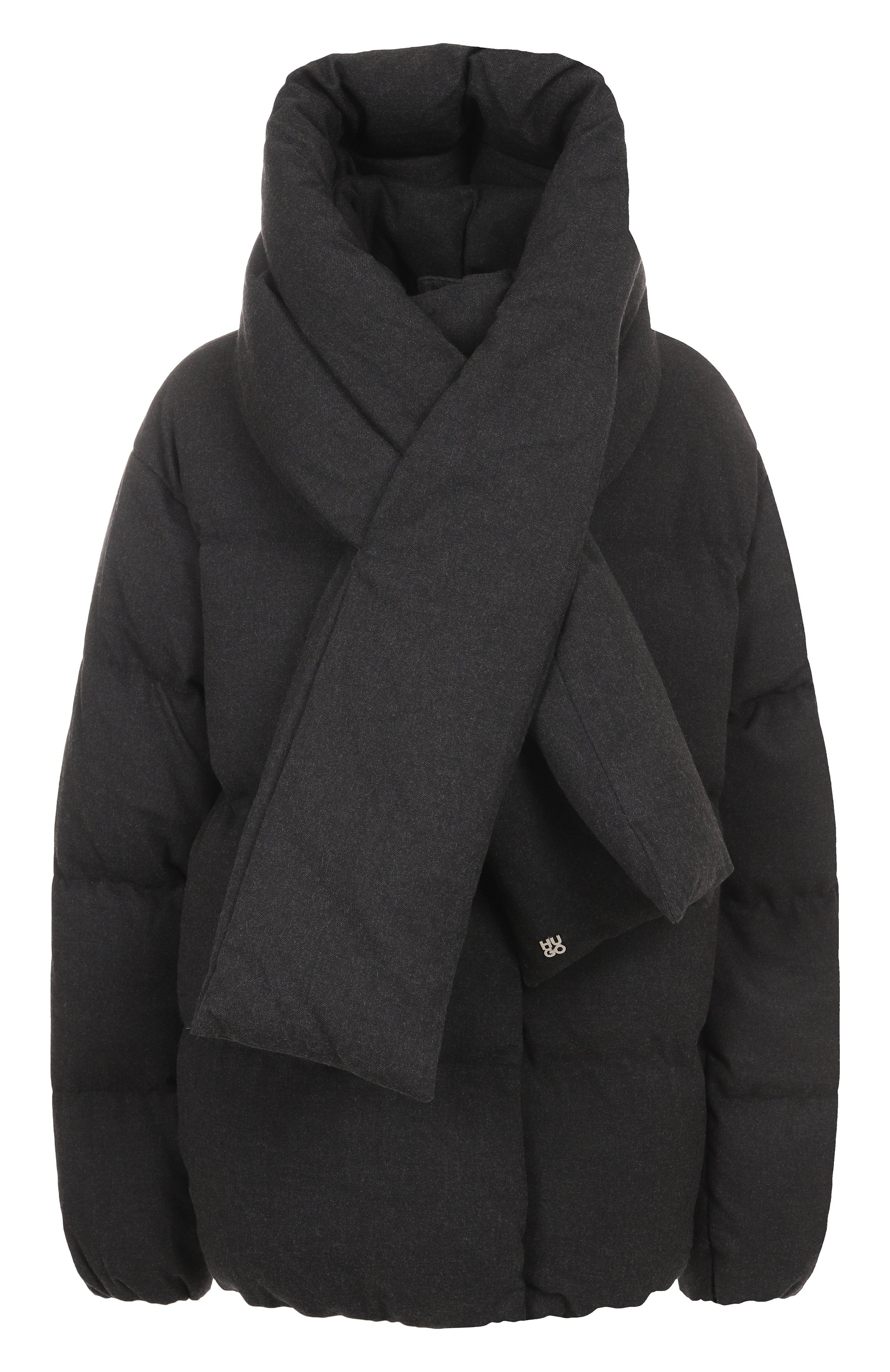 Пуховик HUGO темно-серого цвета по цене 47950 руб., арт. 50547223, фото 1 Пуховик HUGO, арт. 50547223, фото 1