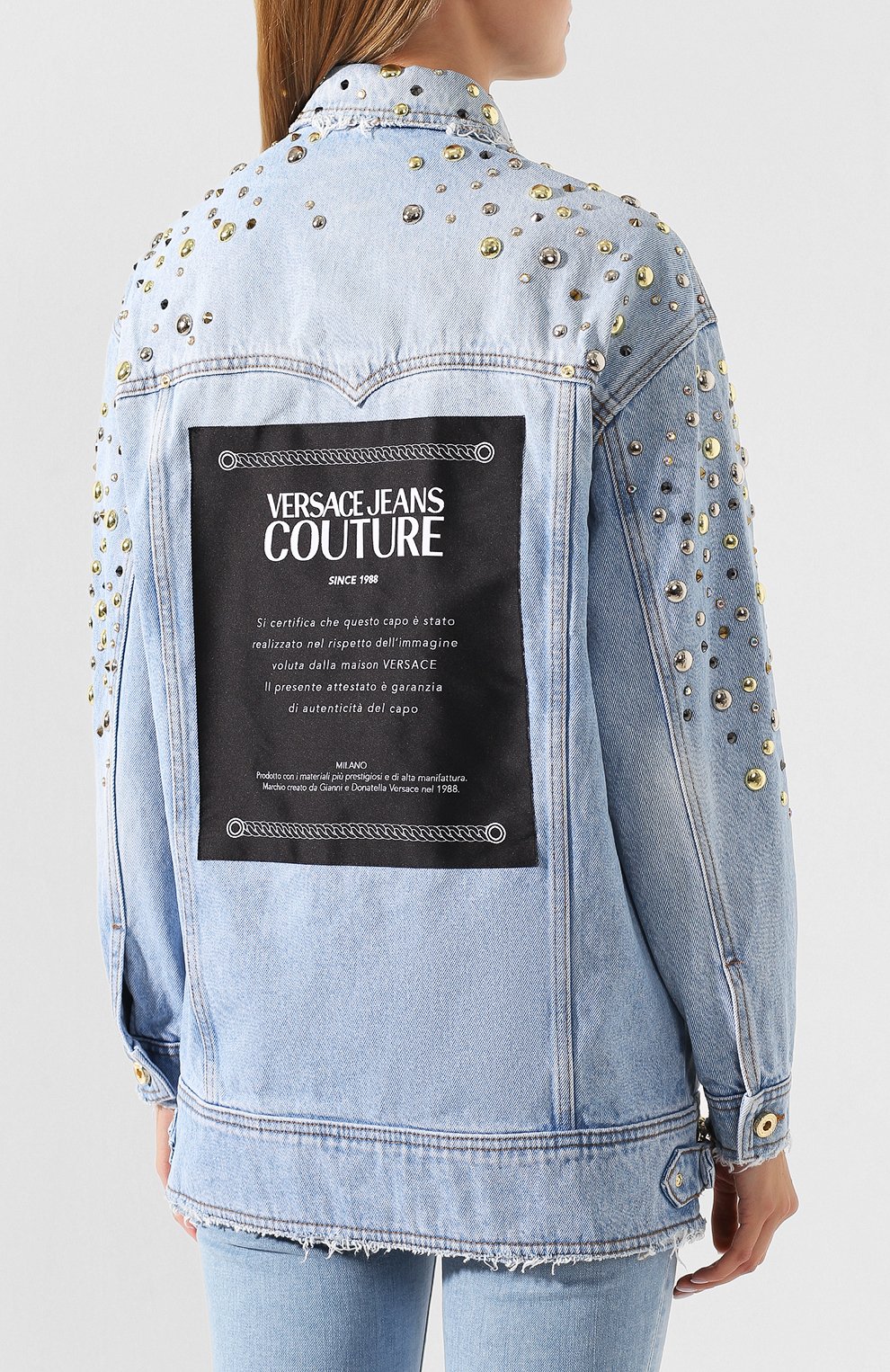 Джинсовая куртка VERSACE JEANS COUTURE синего цвета по цене 89950 руб., арт. C0HUA935-UDP420/A093K, фото 4 Джинсовая куртка VERSACE JEANS COUTURE, арт. C0HUA935-UDP420/A093K, фото 4