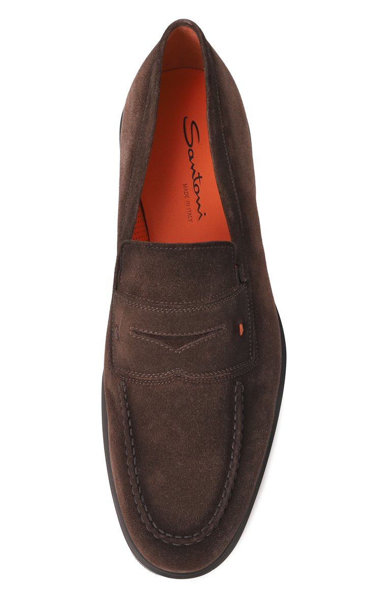 Мужские замшевые пенни-лоферы easy SANTONI темно-коричневого цвета, арт. MGEG18964NEAXGEX | Фото 6 (Нос: Не проставлено; Стили: Кэжуэл; Региональные ограничения белый список (Axapta Mercury): Не проставлено)