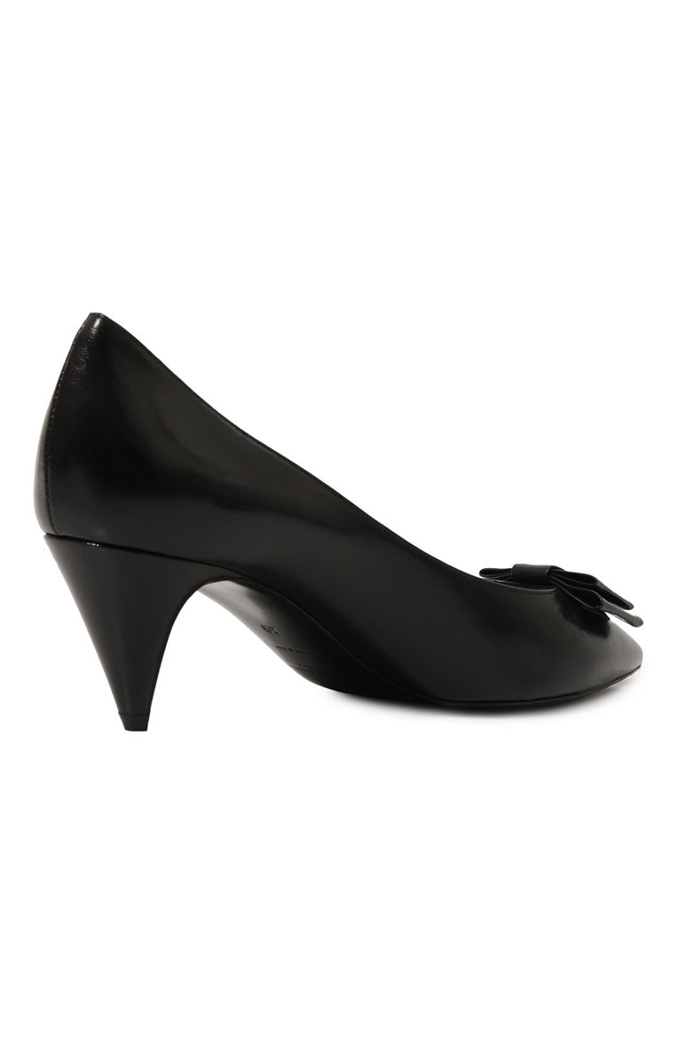 Женские кожаные туфли anais SAINT LAURENT черного цвета, арт. 630886/1ZJ10 | Фото 5 (Каблук высота: Низкий; Материал внутренний: Натуральная кожа; Материал сплава: Проставлено; Подошва: Плоская; Каблук тип: Kitten heel; Драгоценные камни: Проставлено)
