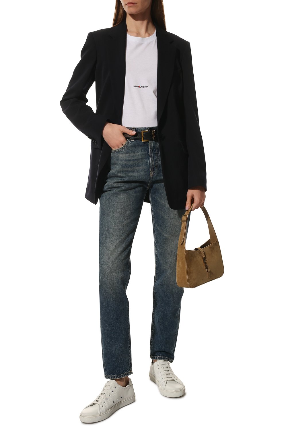 Хлопковая футболка SAINT LAURENT белого цвета по цене 49950 руб., арт. 460876/YB2DQ, фото 2 Хлопковая футболка SAINT LAURENT, арт. 460876/YB2DQ, фото 2