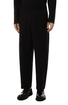 Мужские шерстяные брюки JIL SANDER черного цвета, арт. J47KA0233/J40182 | Фото 3 (Драгоценные камни: Проставлено; Материал сплава: Проставлено; Длина (брюки, джинсы): Стандартные; Материал внешний: Шерсть; Случай: Повседневный; Стили: Минимализм)