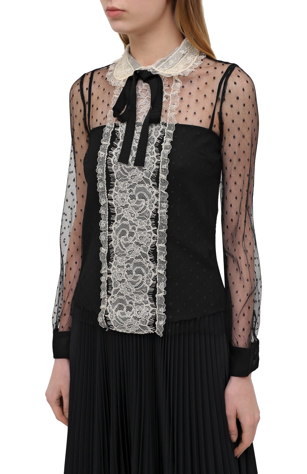 Блузка REDVALENTINO черно-белого цвета по цене 52100 руб., арт. VR3AB03Q/5QR, фото 3 Блузка REDVALENTINO, арт. VR3AB03Q/5QR, фото 3