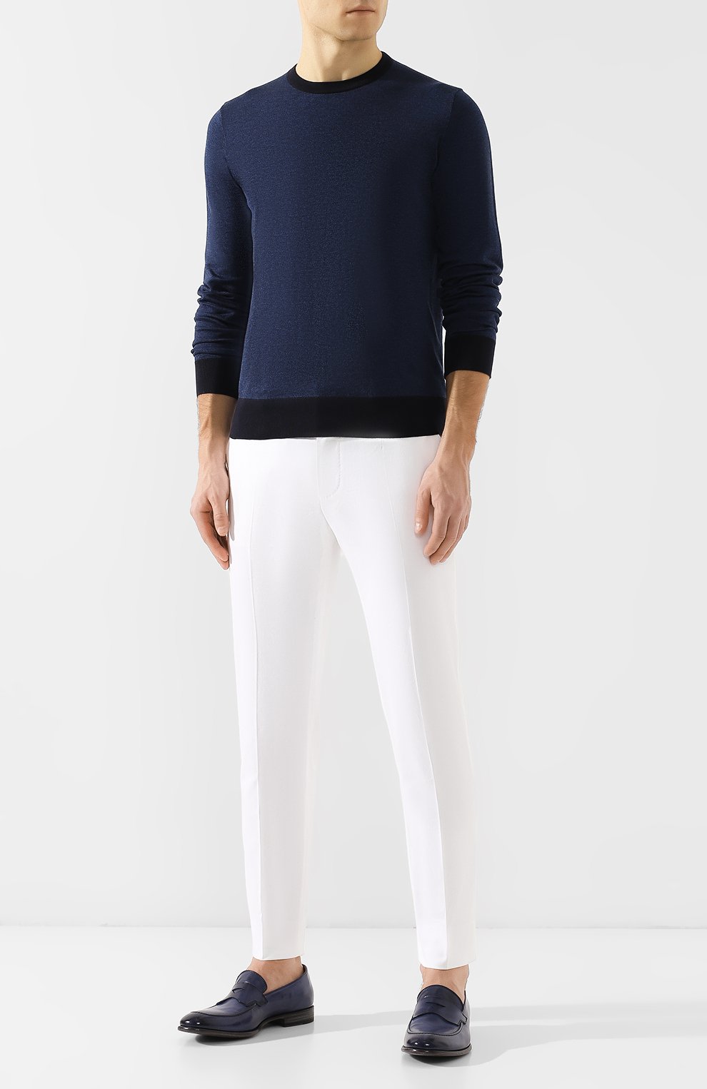 Хлопковый джемпер FIORONI синего цвета по цене 48200 руб., арт. M18203A1, фото 2 Хлопковый джемпер FIORONI, арт. M18203A1, фото 2