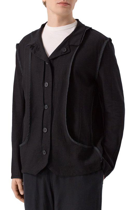 Двусторонний пиджак из вискозы и льна 139Dec SUT617-BK Чёрный  SUT617-BK Фото 5
