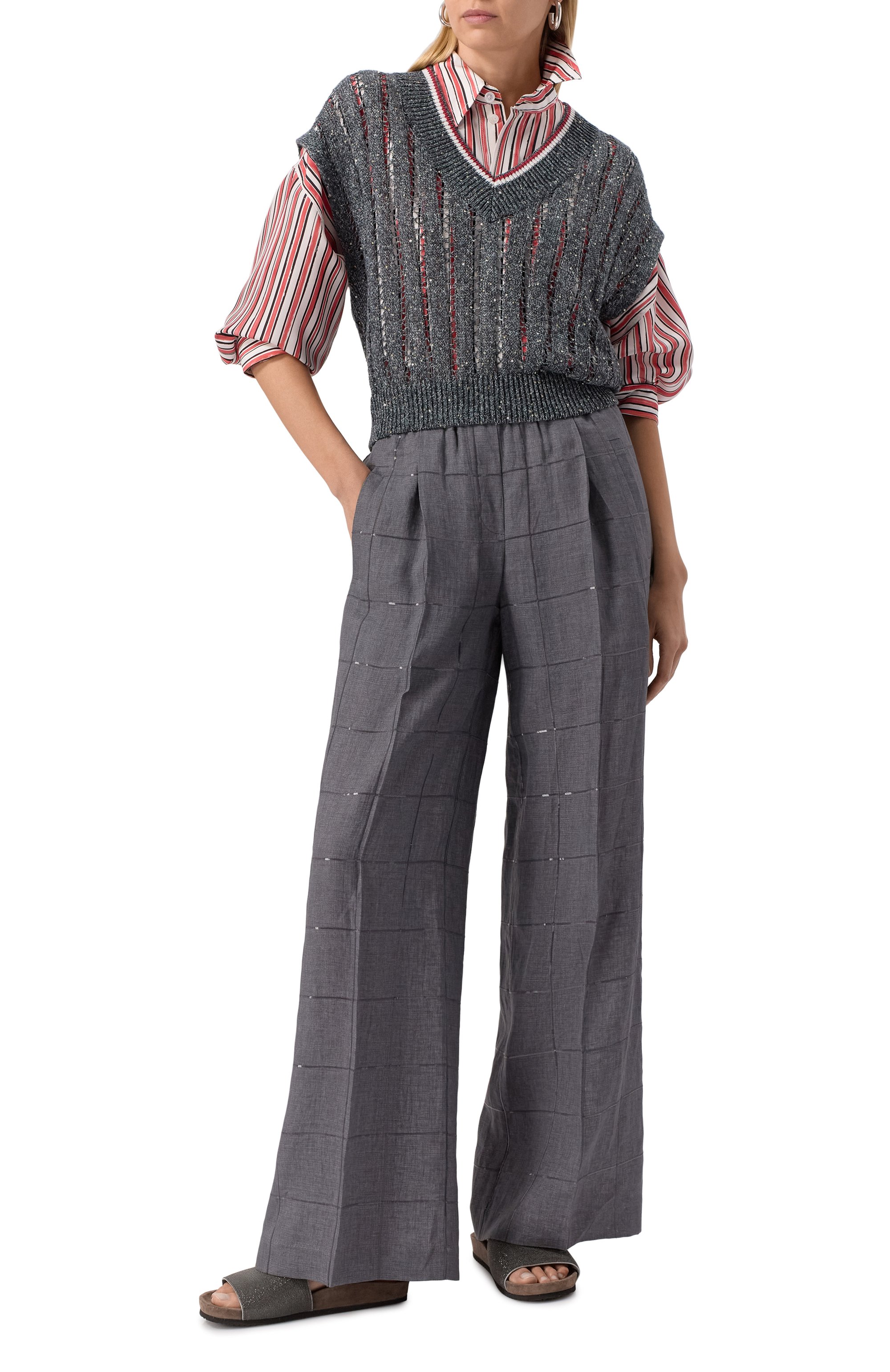 Льняной жилет BRUNELLO CUCINELLI, арт. MC0559412, фото 2