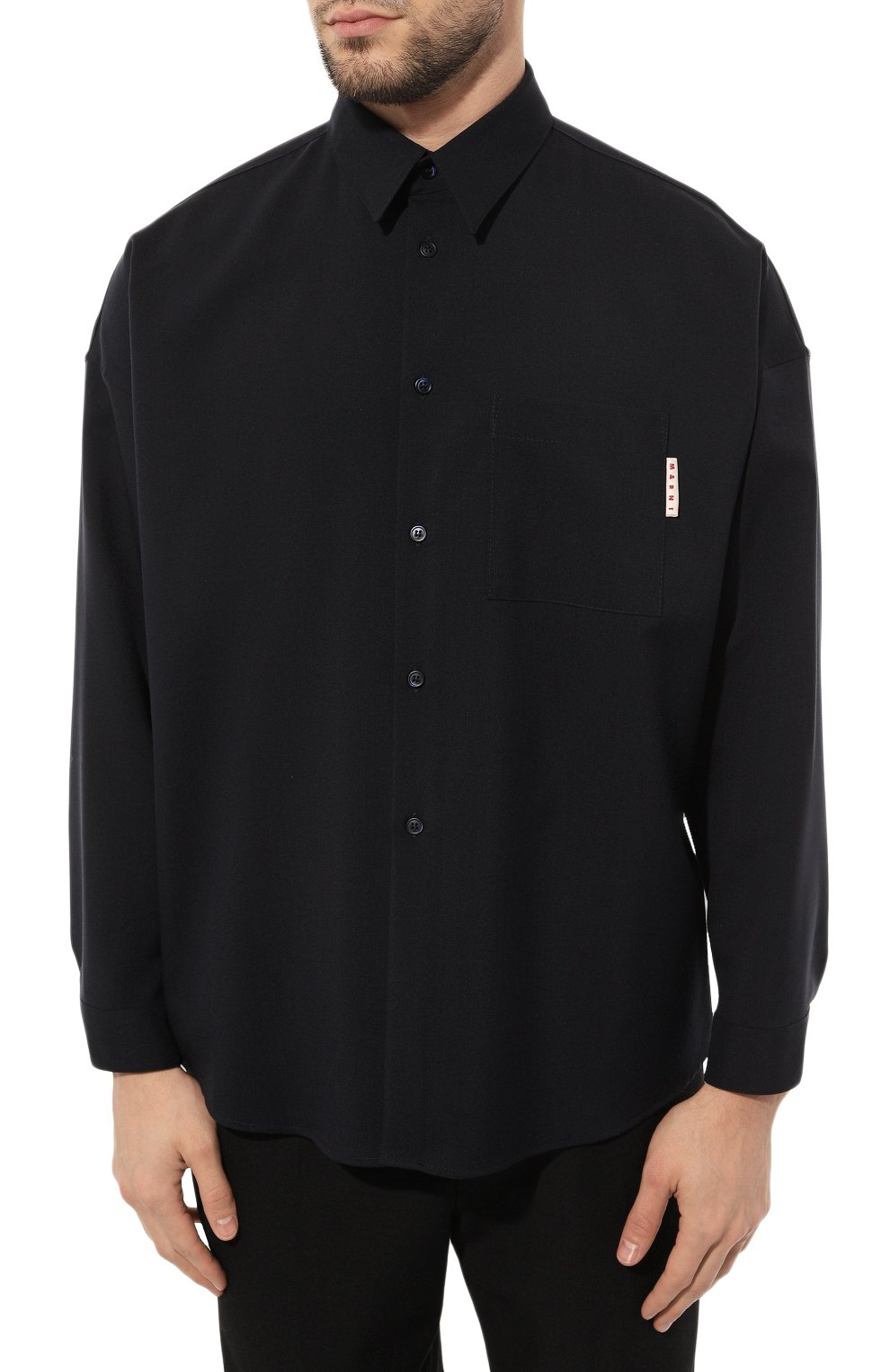 Шерстяная рубашка MARNI темно-синего цвета по цене 73200 руб., арт. CUMU0061A1 TW839, фото 3 Шерстяная рубашка MARNI, арт. CUMU0061A1 TW839, фото 3