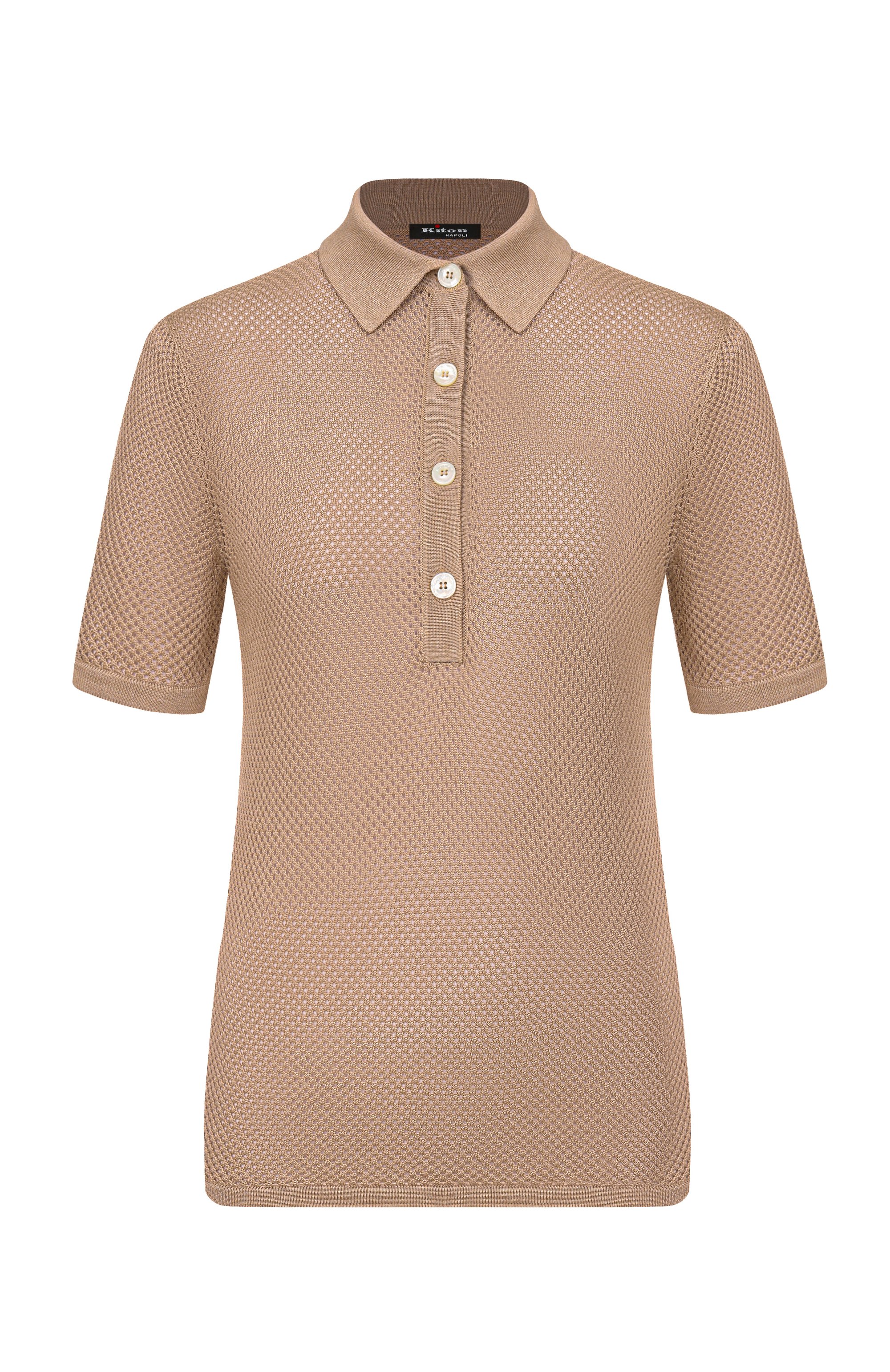 Шелковое поло KITON бежевого цвета по цене 151000 руб., арт. D55714, фото 1 Шелковое поло KITON, арт. D55714, фото 1
