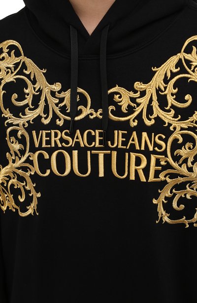 Хлопковое худи VERSACE JEANS COUTURE черного цвета по цене 39950 руб., арт. B6HZB71T-ZDM311 41 EMBR0/30216, фото 5 Хлопковое худи VERSACE JEANS COUTURE, арт. B6HZB71T-ZDM311 41 EMBR0/30216, фото 5