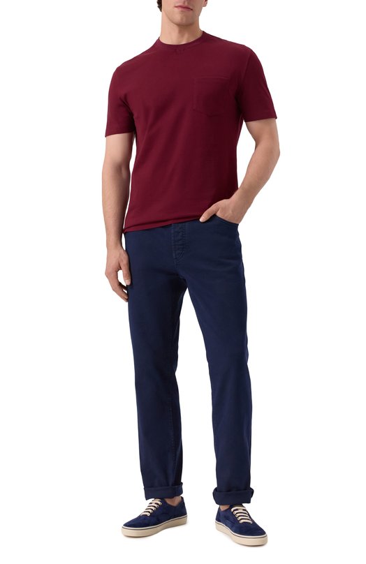 Хлопковая футболка Brunello Cucinelli M0B131376 Бордовый  M0B131376 Фото 2