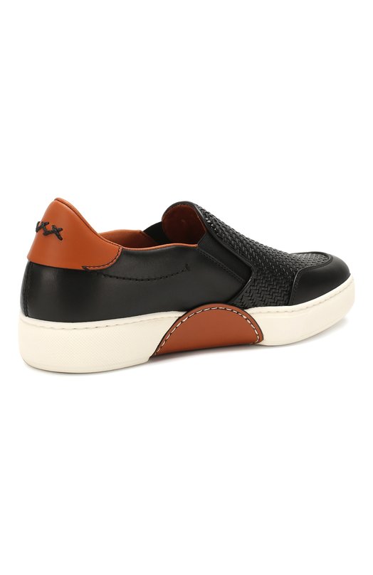 Кожаные слипоны Zegna A4367X-LHPTA Чёрный  A4367X-LHPTA Фото 4