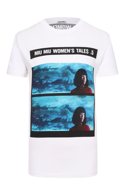 Женская хлопковая футболка MIU MIU, арт. MJN053-1QD2-F0009