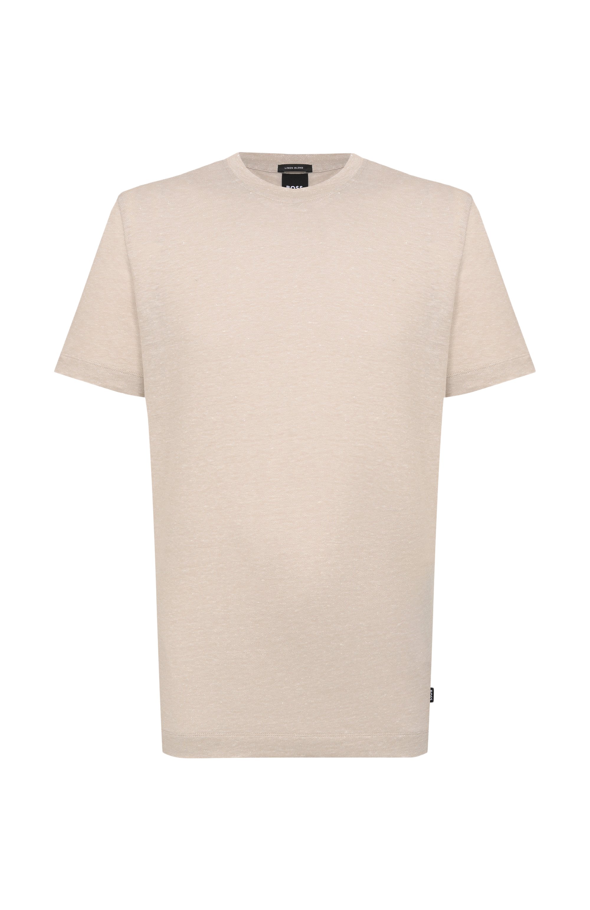 Футболка изо льна и хлопка BOSS бежевого цвета по цене 19950 руб., арт. 50559163, фото 1 Футболка изо льна и хлопка BOSS, арт. 50559163, фото 1