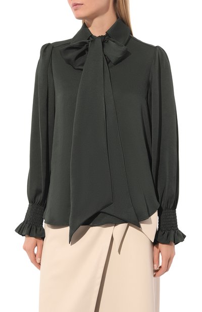 Блузка SEE BY CHLOÉ темно-зеленого цвета по цене 39950 руб., арт. CHS22AHT14/0263M9, фото 3 Блузка SEE BY CHLOÉ, арт. CHS22AHT14/0263M9, фото 3