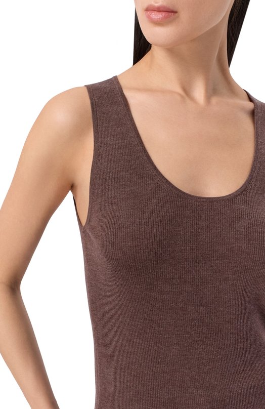 Топ из шерсти и шелка 12 STOREEZ 135414 Коричневый  135414 Фото 5