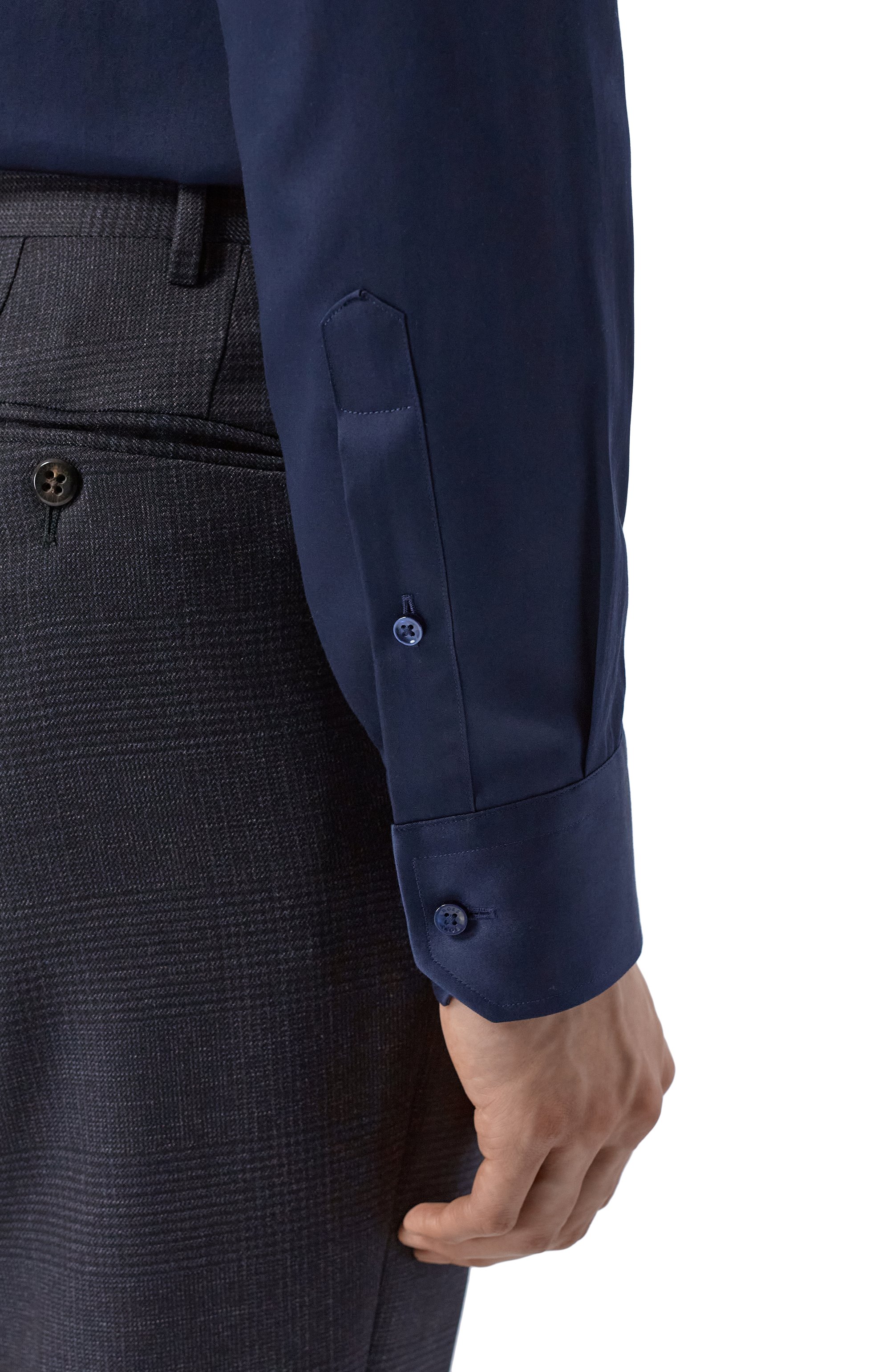 Хлопковая сорочка BOSS темно-синего цвета по цене 16950 руб., арт. 50555711, фото 5 Хлопковая сорочка BOSS, арт. 50555711, фото 5