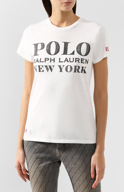 Хлопковая футболка POLO RALPH LAUREN белого цвета по цене 12000 руб., арт. 211763480, фото 3 Хлопковая футболка POLO RALPH LAUREN, арт. 211763480, фото 3