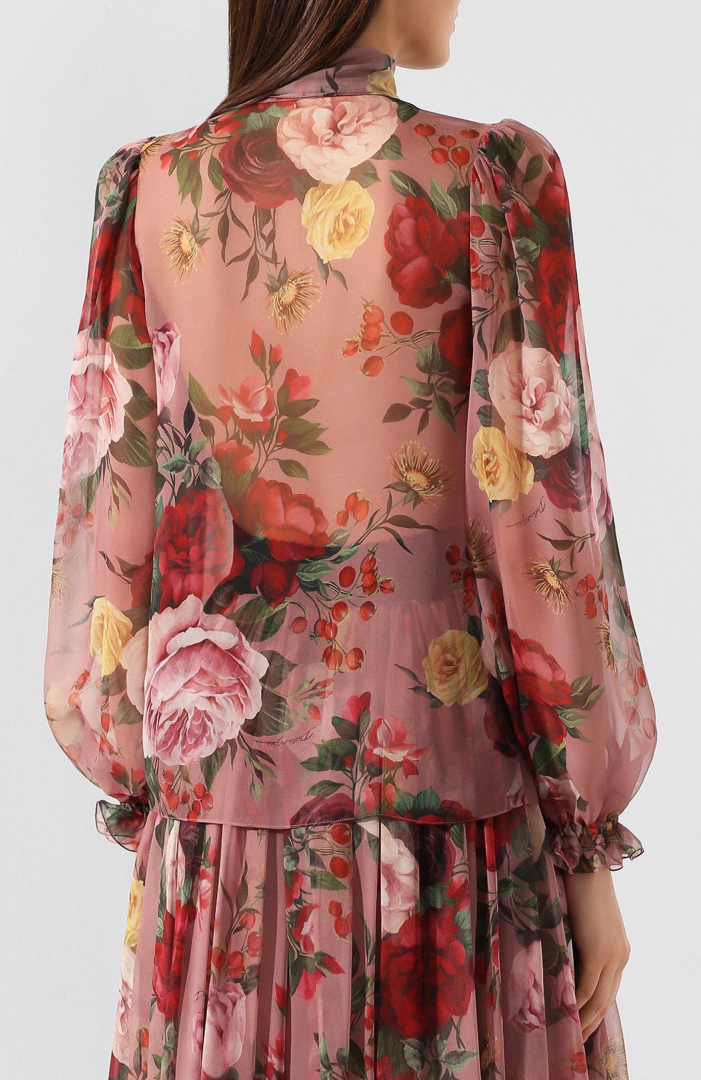 Шелковая блузка DOLCE & GABBANA розового цвета по цене 125000 руб., арт. F5L14T/HS16K, фото 4 Шелковая блузка DOLCE & GABBANA, арт. F5L14T/HS16K, фото 4