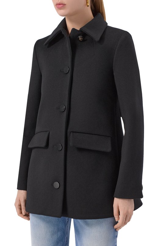 Шерстяное полупальто Gucci 835575/ZHW03 Чёрный  835575/ZHW03 Фото 3