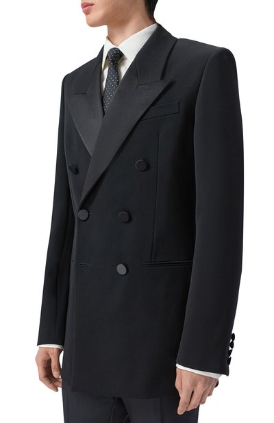 Шерстяной смокинг SAINT LAURENT черного цвета по цене 492500 руб., арт. 797220/Y7E63, фото 3 Шерстяной смокинг SAINT LAURENT, арт. 797220/Y7E63, фото 3