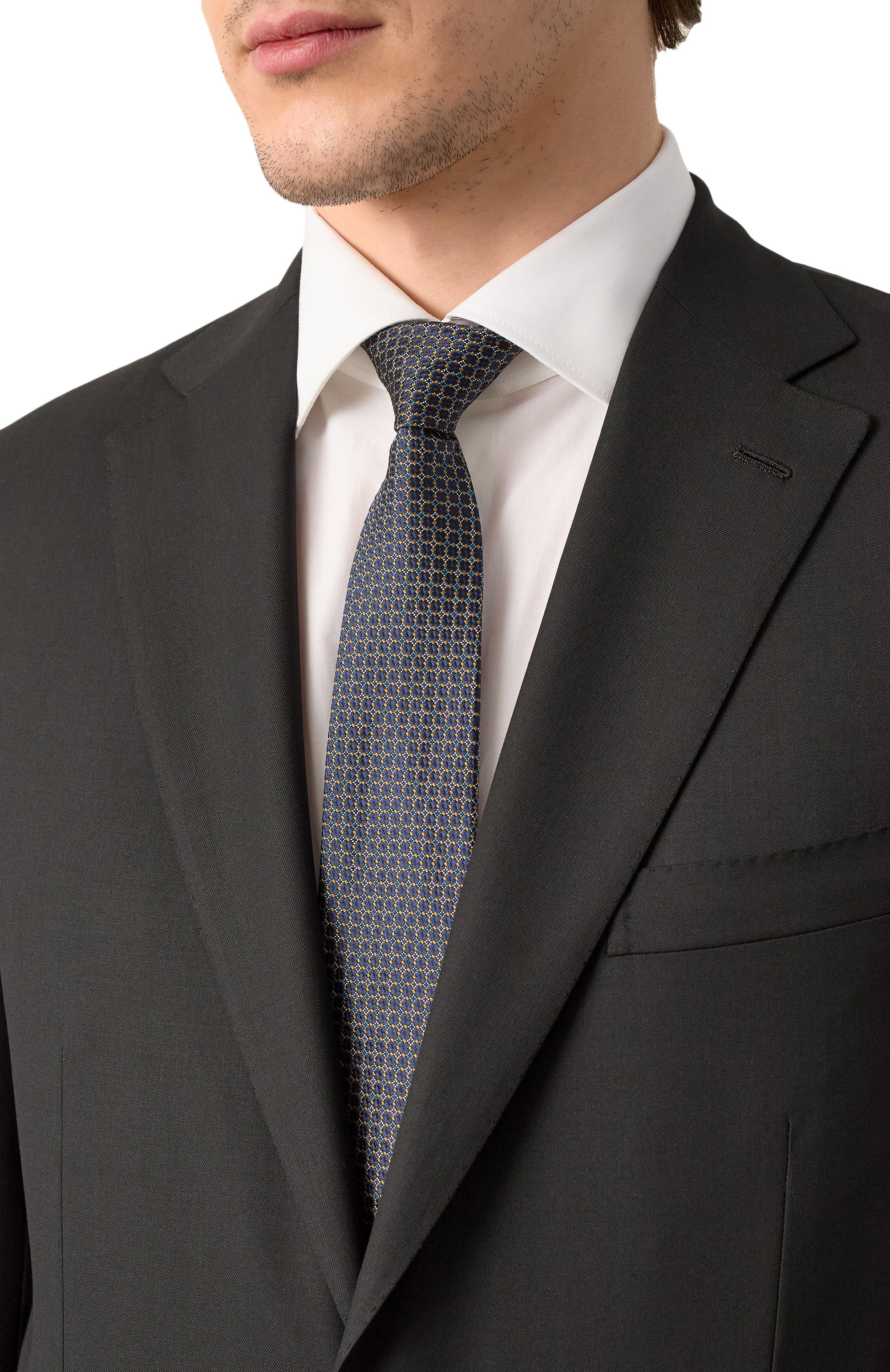 Шелковый галстук CANALI темно-синего цвета по цене 19950 руб., арт. 18/HJ04208, фото 2 Шелковый галстук CANALI, арт. 18/HJ04208, фото 2