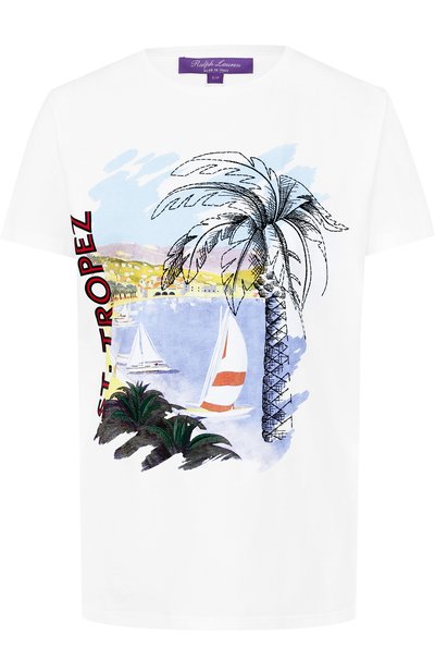 Женская хлопковая футболка прямого кроя с принтом RALPH LAUREN, арт. 290703069