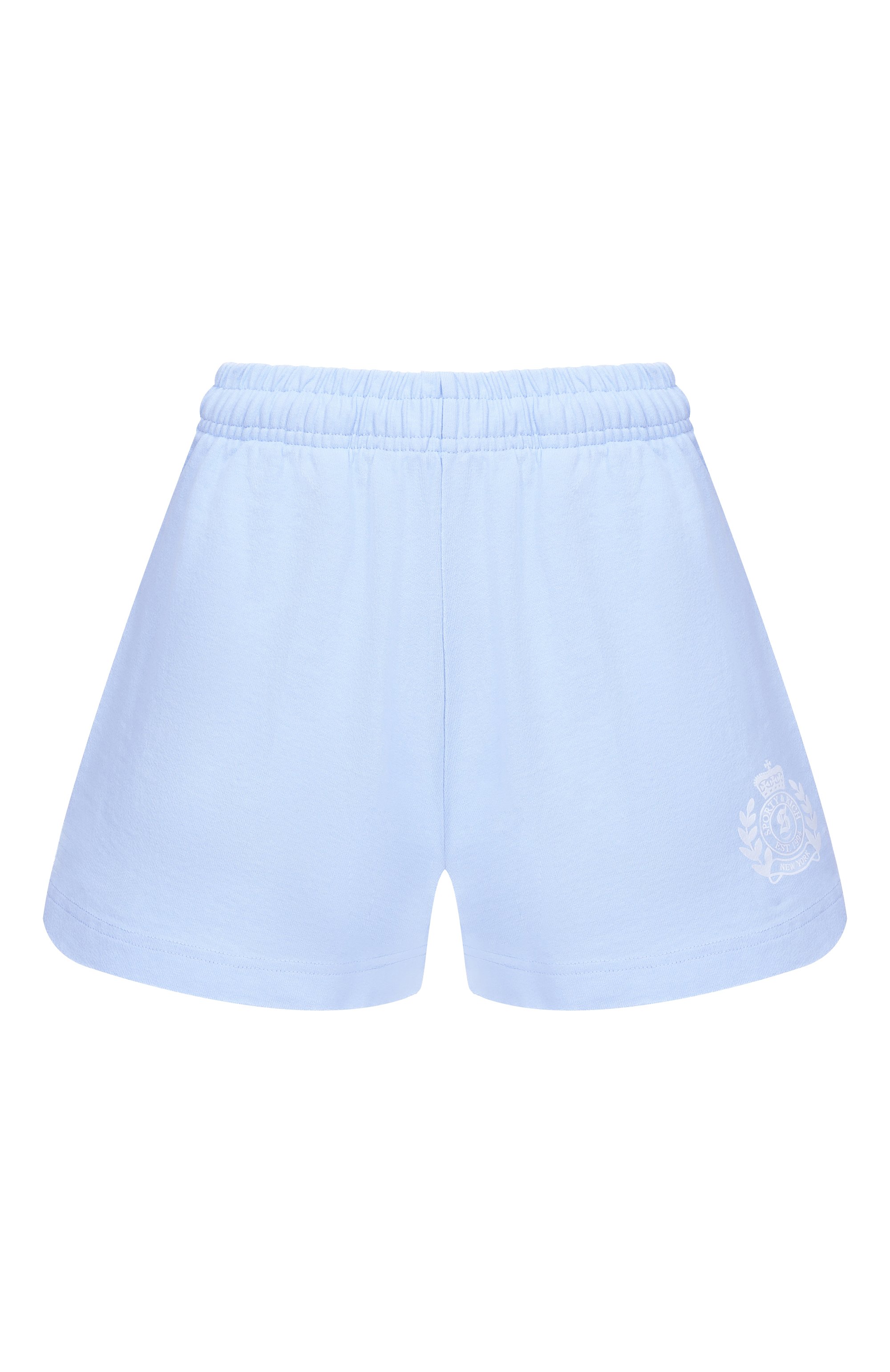 Хлопковые шорты SPORTY AND RICH голубого цвета по цене 17150 руб., арт. SH037710243BL90, фото 1 Хлопковые шорты SPORTY AND RICH, арт. SH037710243BL90, фото 1