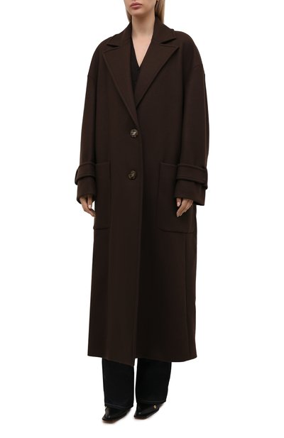 Шерстяное пальто THE ATTICO темно-коричневого цвета по цене 227000 руб., арт. 214WCC21/W025, фото 3 Шерстяное пальто THE ATTICO, арт. 214WCC21/W025, фото 3