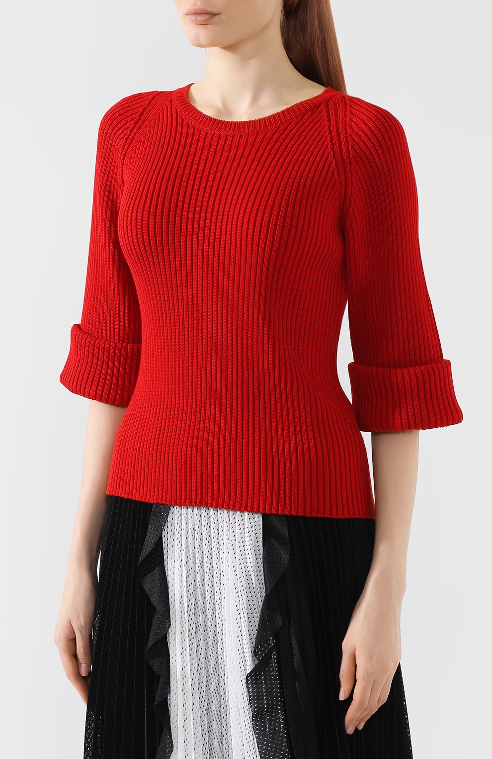 Шерстяной пуловер REDVALENTINO красного цвета по цене 34550 руб., арт. SR3KCB54/4G7, фото 3 Шерстяной пуловер REDVALENTINO, арт. SR3KCB54/4G7, фото 3