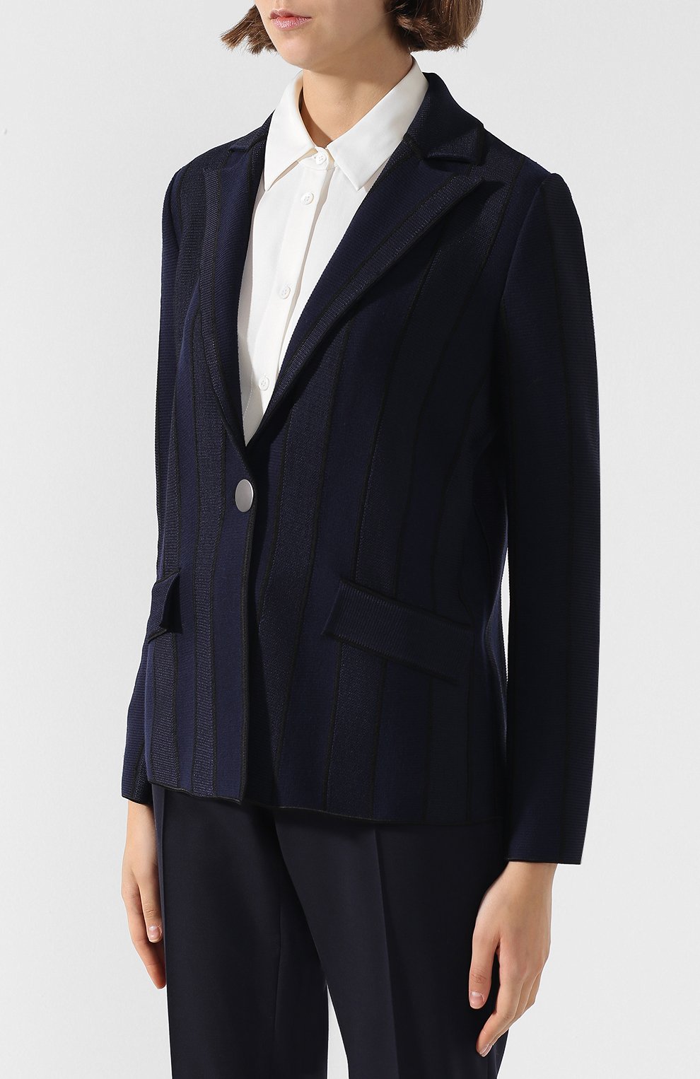 Жакет в полоску из смеси шерсти и вискозы GIORGIO ARMANI, арт. 6ZAG13/AM37Z, фото 3