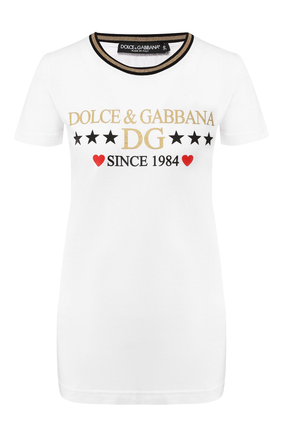 Хлопковая футболка DOLCE & GABBANA белого цвета по цене 43500 руб., арт. F8H32T/G7TBM, фото 1 Хлопковая футболка DOLCE & GABBANA, арт. F8H32T/G7TBM, фото 1