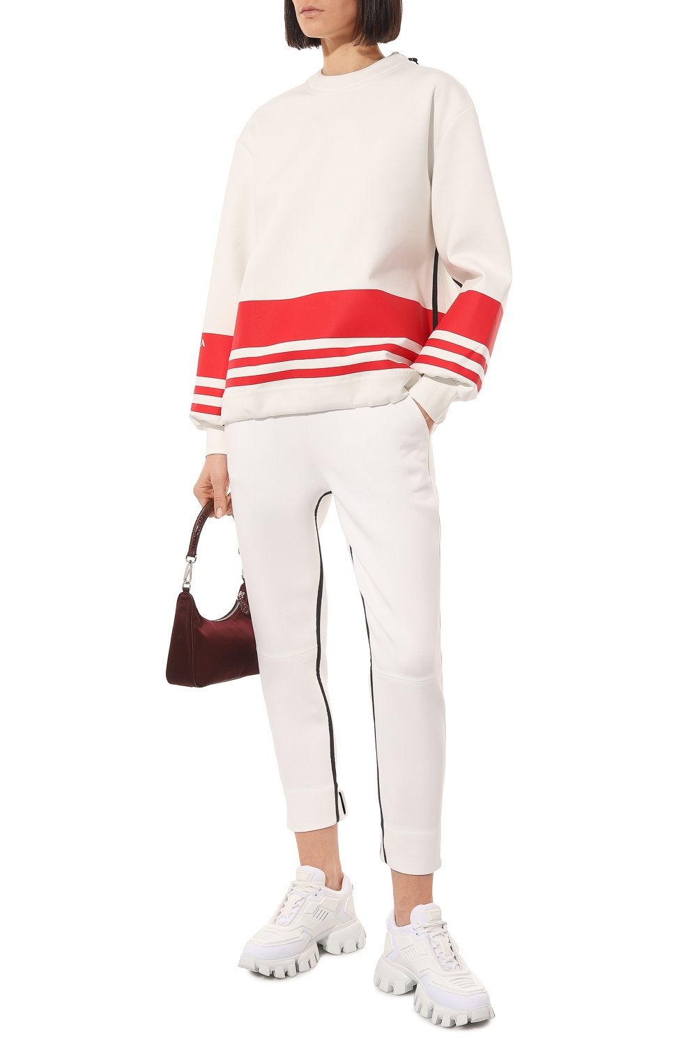 Свитшот prada linea rossa PRADA белого цвета по цене 175000 руб., арт. 134650-10QM-F0009-212, фото 2 Свитшот prada linea rossa PRADA, арт. 134650-10QM-F0009-212, фото 2