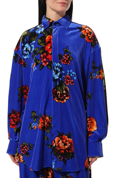 Бархатная рубашка VETEMENTS синего цвета по цене 99500 руб., арт. UE54SH100F, фото 3 Бархатная рубашка VETEMENTS, арт. UE54SH100F, фото 3