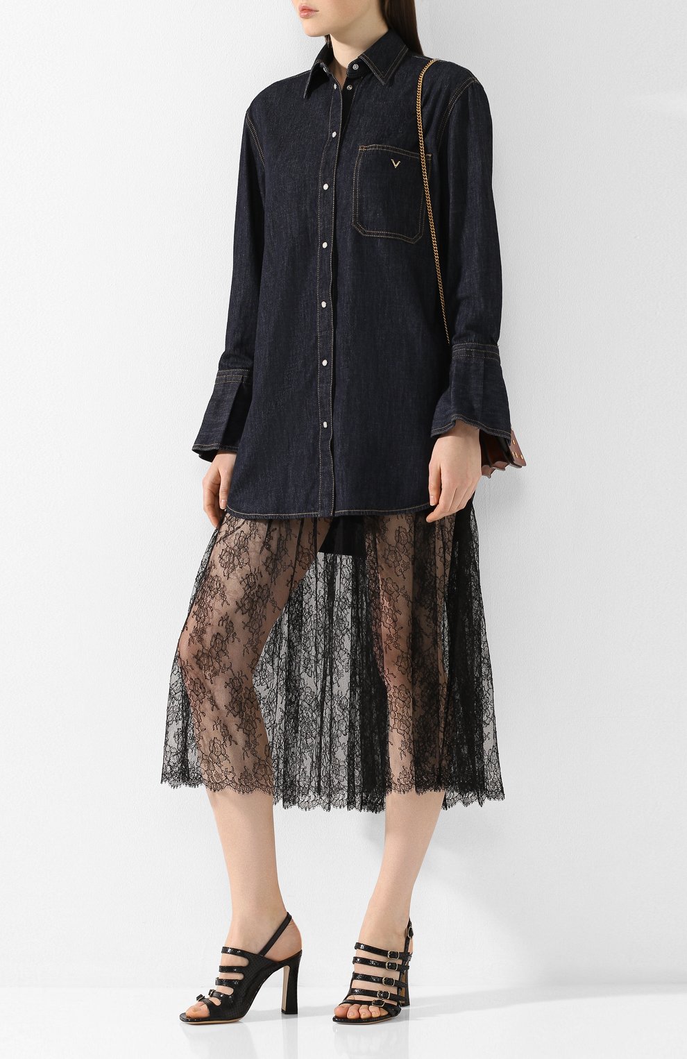 Джинсовое платье VALENTINO синего цвета по цене 239500 руб., арт. TB3DA01J55F, фото 2 Джинсовое платье VALENTINO, арт. TB3DA01J55F, фото 2