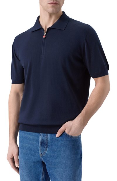 Хлопковое поло KITON темно-синего цвета по цене 141000 руб., арт. UMKX33Z_001, фото 3 Хлопковое поло KITON, арт. UMKX33Z_001, фото 3