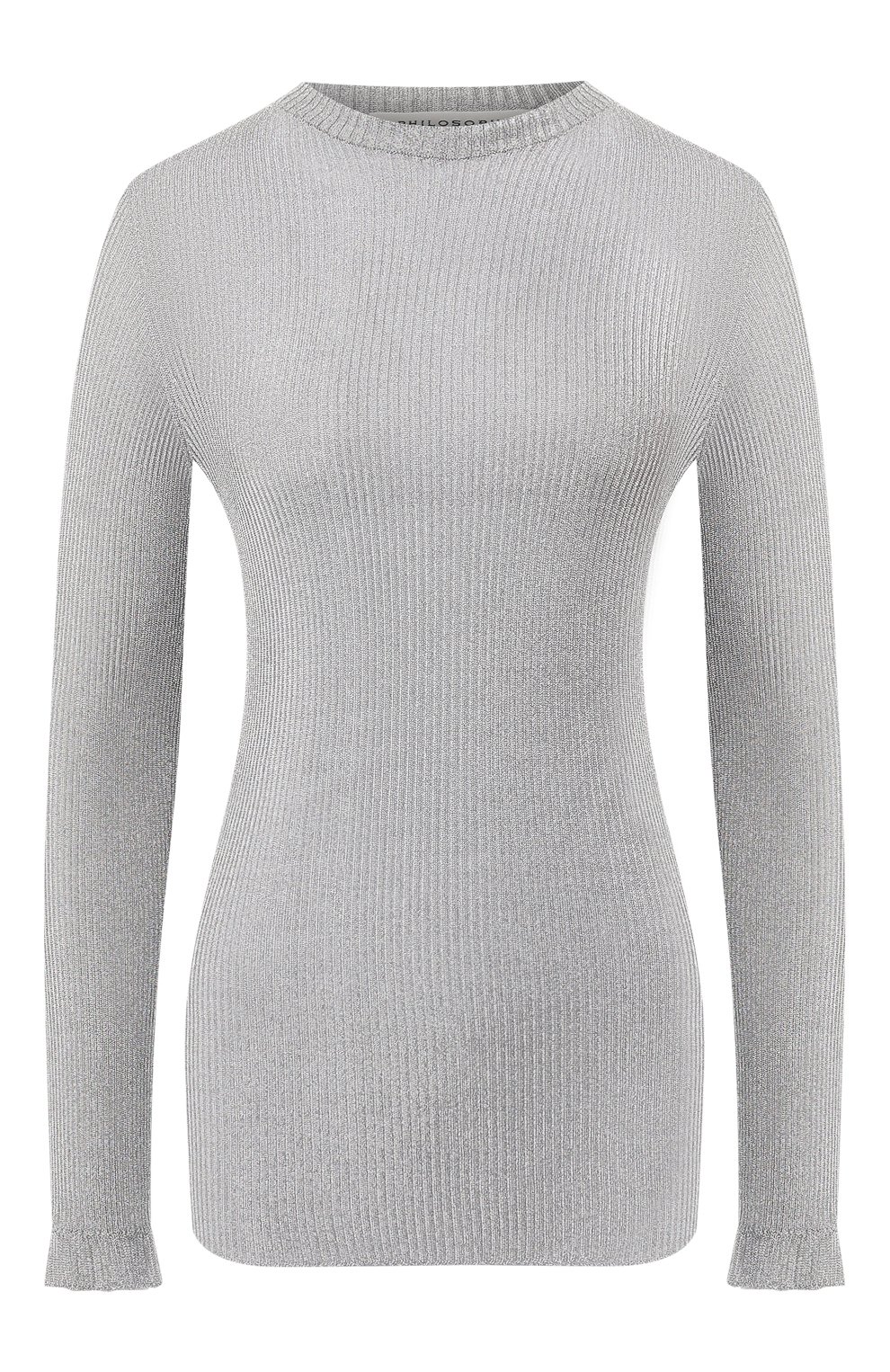 Пуловер из вискозы PHILOSOPHY DI LORENZO SERAFINI серебряного цвета по цене 52700 руб., арт. A0909/705, фото 1 Пуловер из вискозы PHILOSOPHY DI LORENZO SERAFINI, арт. A0909/705, фото 1