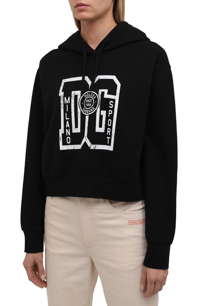 Хлопковое худи DOLCE & GABBANA черного цвета по цене 72150 руб., арт. F9K14T/G7BEQ, фото 3 Хлопковое худи DOLCE & GABBANA, арт. F9K14T/G7BEQ, фото 3