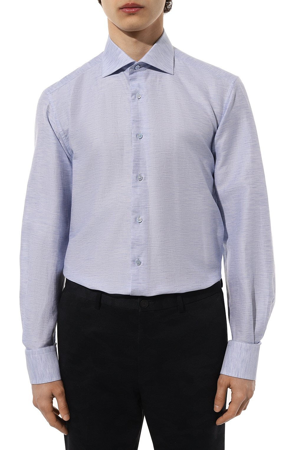 Сорочка из хлопка и шелка STEFANO RICCI голубого цвета по цене 99500 руб., арт. MC000540/R2150, фото 4 Сорочка из хлопка и шелка STEFANO RICCI, арт. MC000540/R2150, фото 4