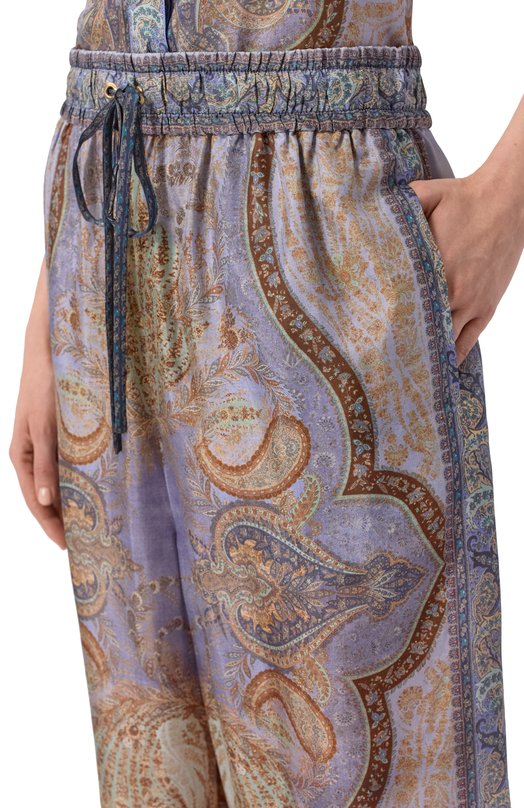 Шелковые брюки Zimmermann 5580PRS262 Сиреневый  5580PRS262 Фото 5
