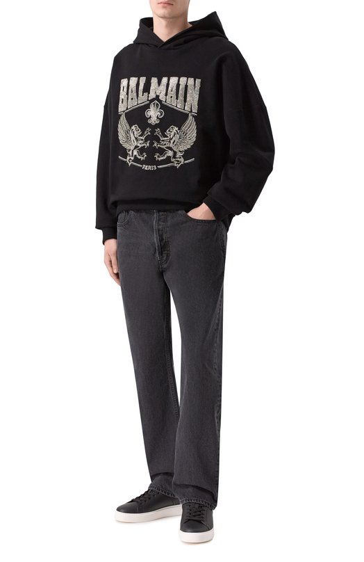 Хлопковое худи Balmain GH1JT251/PD33 Чёрный  GH1JT251/PD33 Фото 2