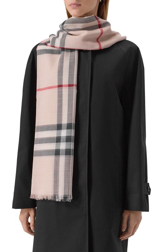 Шарф из шерсти и шелка Burberry 8078782 Бежевый  8078782 Фото 2