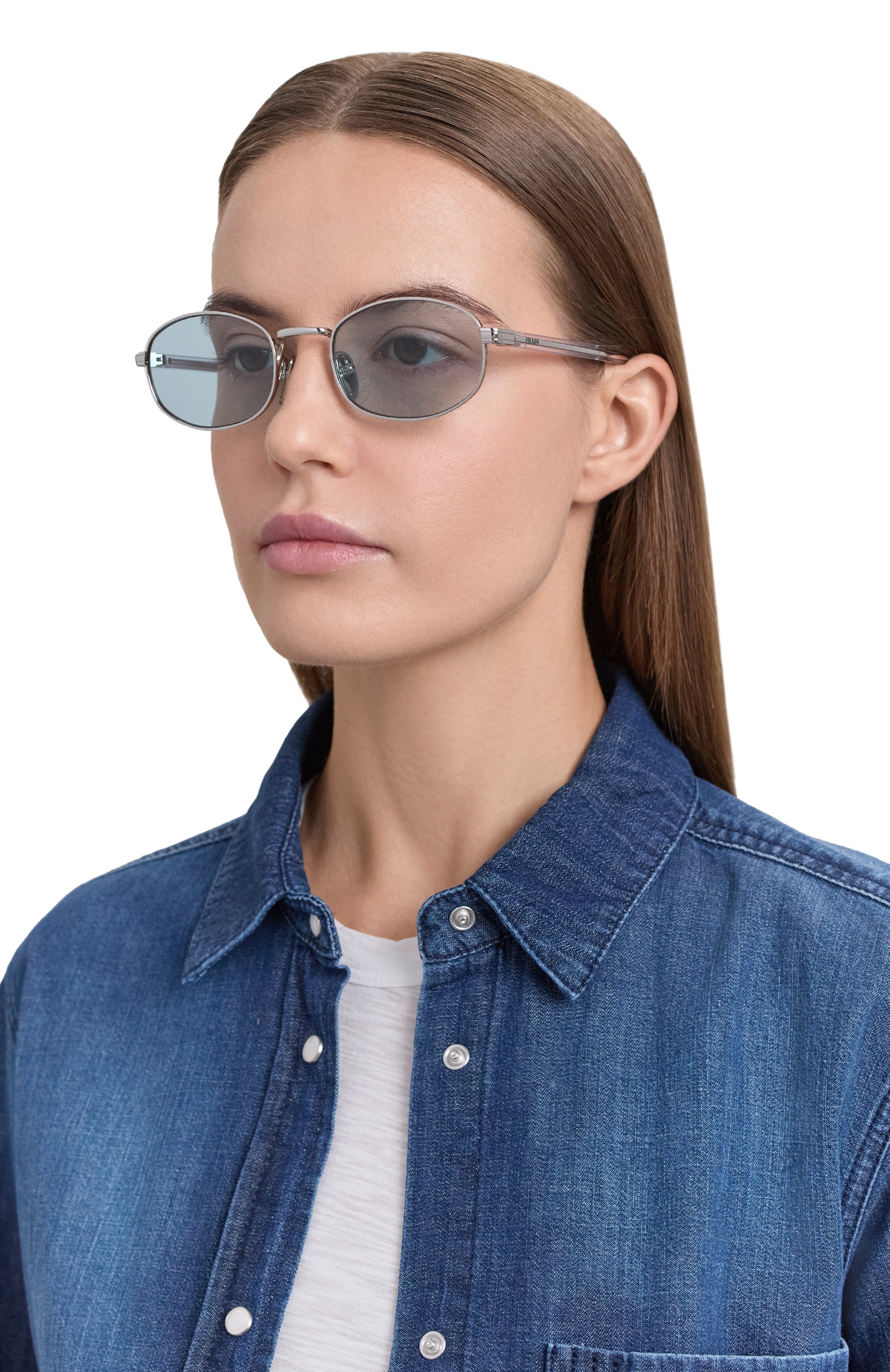 Солнцезащитные очки PRADA голубого цвета по цене 65550 руб., арт. B53S-1BC40N, фото 2 Солнцезащитные очки PRADA, арт. B53S-1BC40N, фото 2