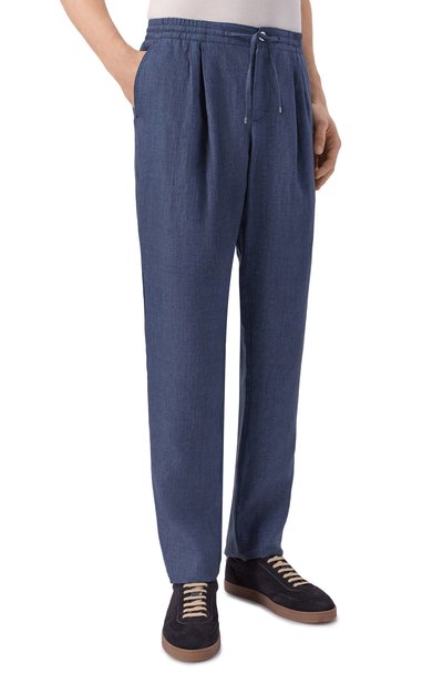 Льняные брюки ZILLI темно-синего цвета по цене 150000 руб., арт. CP202AM0801VZL000, фото 3 Льняные брюки ZILLI, арт. CP202AM0801VZL000, фото 3