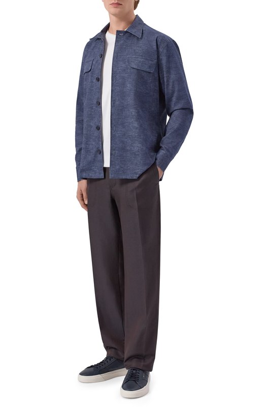 Брюки из шерсти и льна Canali U91810/AV05972 Коричневый  U91810/AV05972 Фото 2