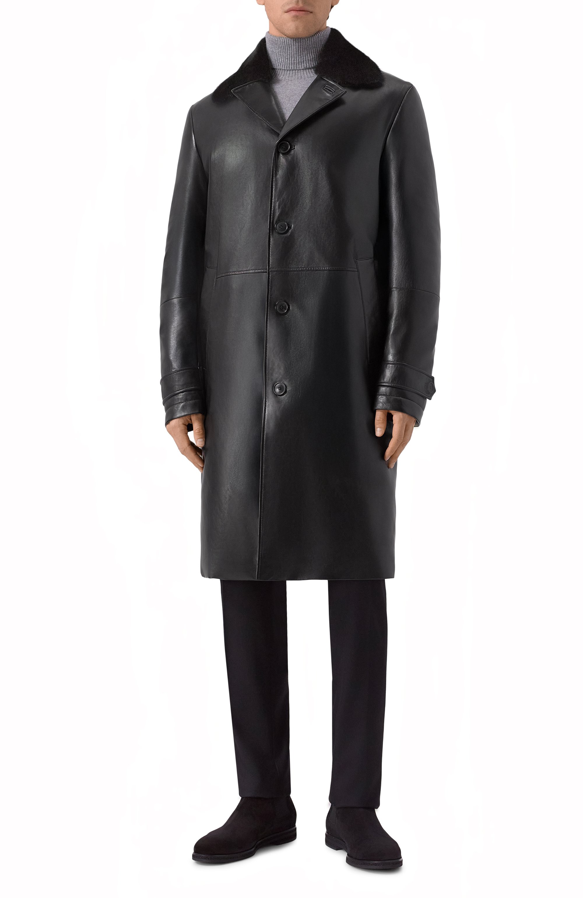 Кожаное пальто с воротником из норки MVST, арт. M25.1PM.C003, фото 3