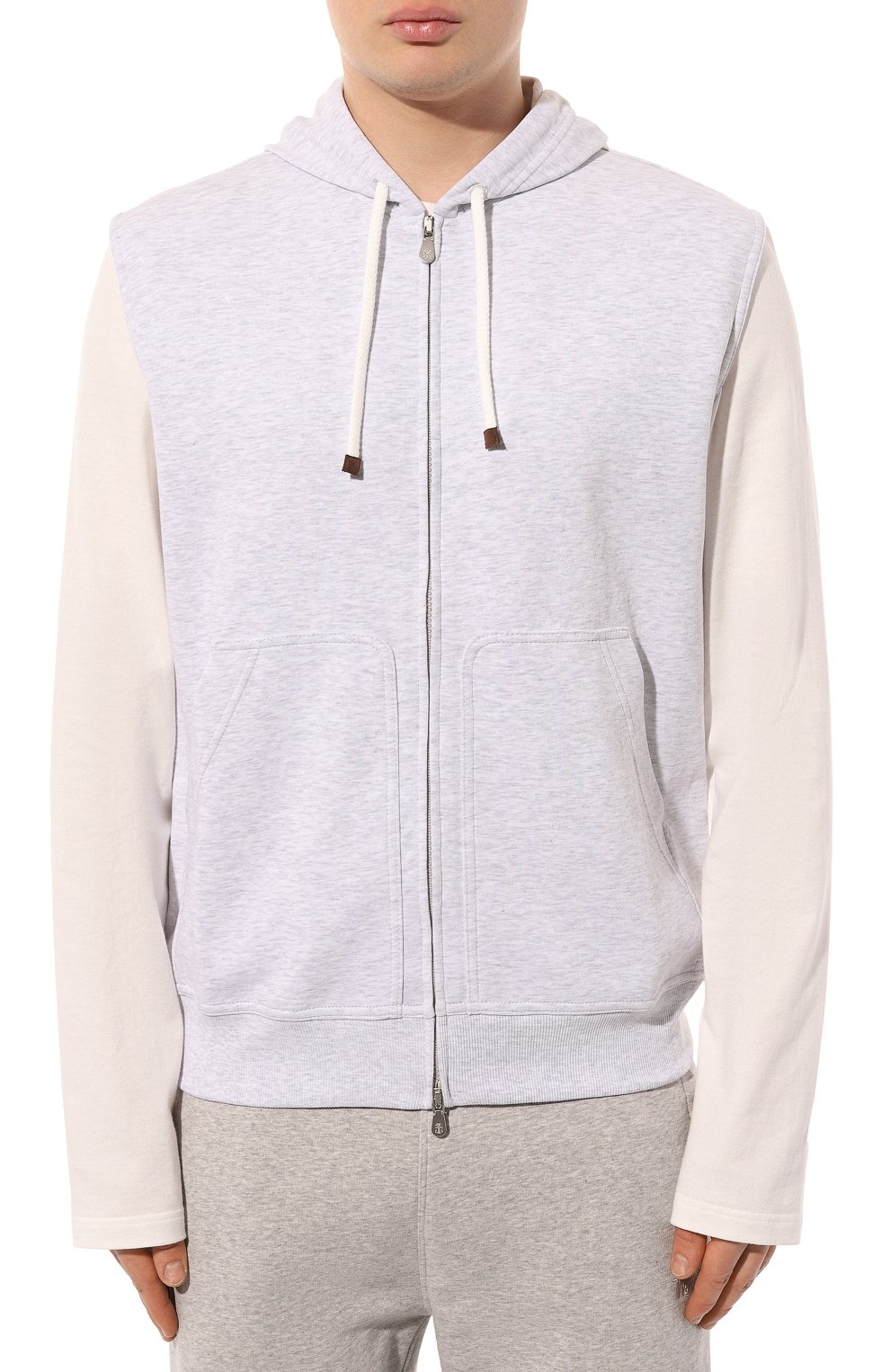 Хлопковый жилет BRUNELLO CUCINELLI светло-серого цвета по цене 84750 руб., арт. M0T35B2281, фото 3 Хлопковый жилет BRUNELLO CUCINELLI, арт. M0T35B2281, фото 3